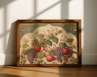 Fruit & Vine Botanical Print | Vintage Persian Illustration