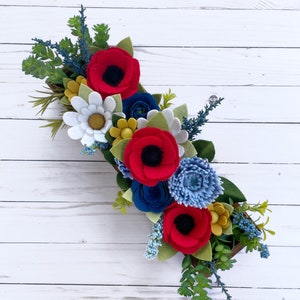 Arreglo floral de estilo campestre francés, ramo de flores de fieltro, flores de fieltro, ramo de boda, caja de flores de fieltro, ramo, arreglo floral