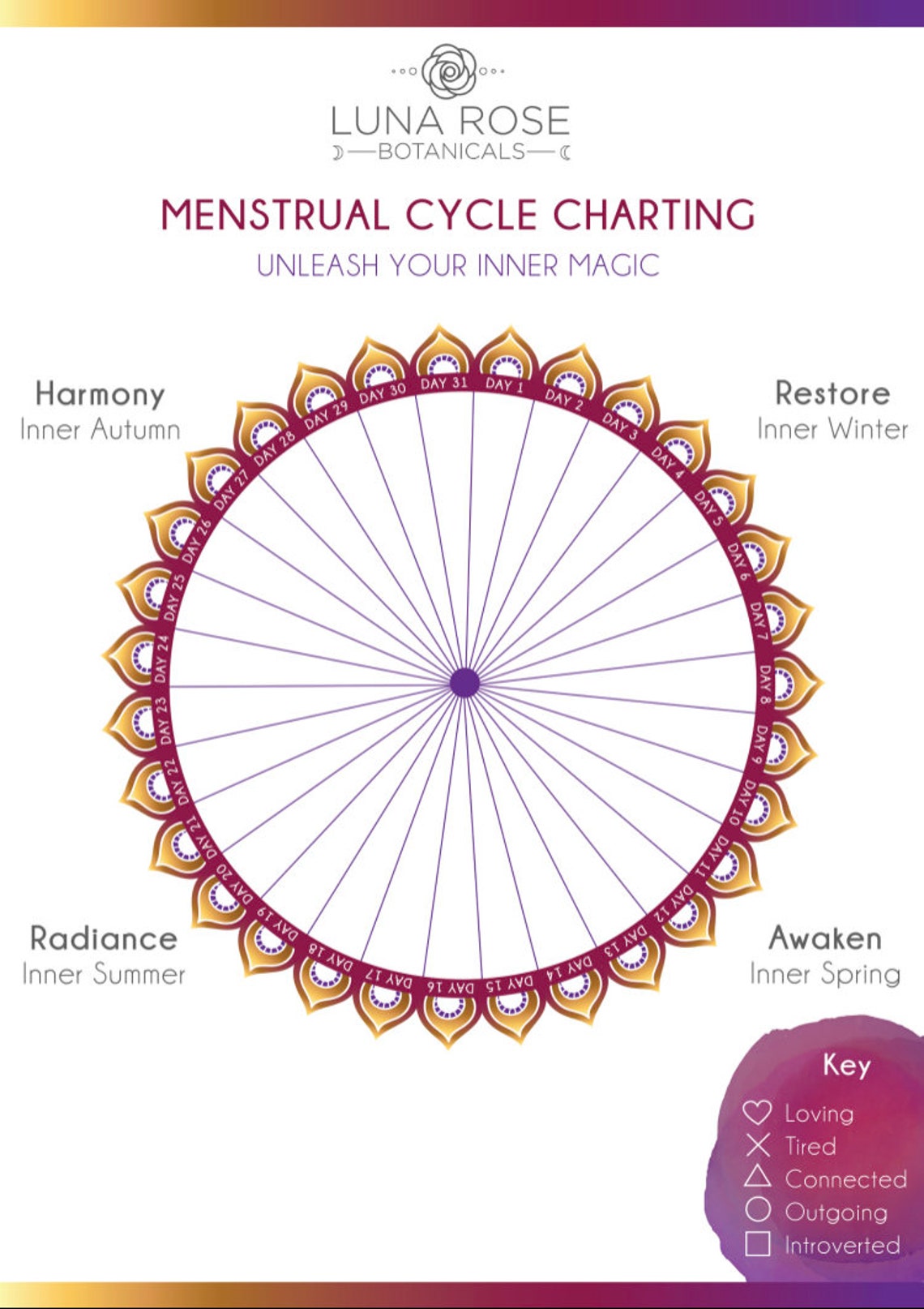 Menstrual and Moon Phase Cycle Charting Printable Chart Etsy