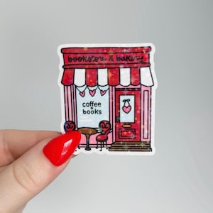 Books & Coffee Bookstore Sticker | Holographic Bookish Sticker for Kindle