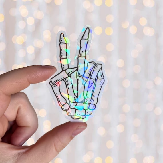 Skeleton Peace Sticker | Holographic Kindle Sticker