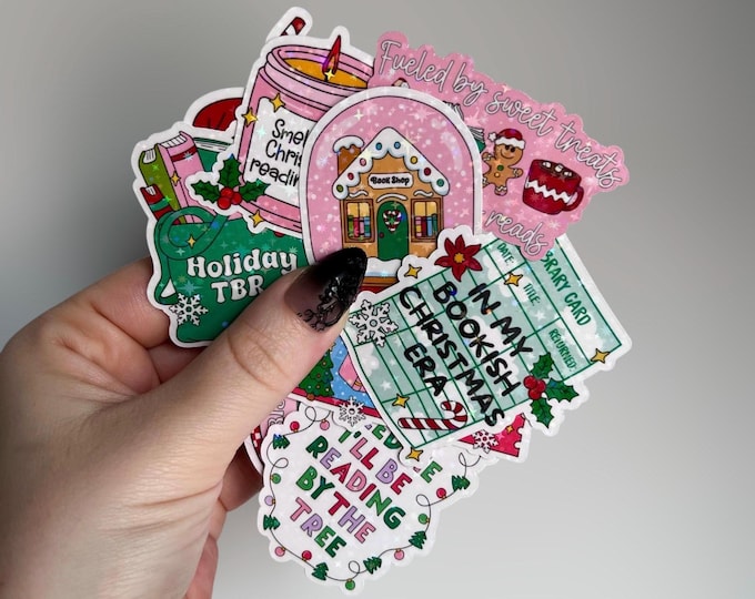 Christmas Reading Sticker Pack | Bookish Holiday Holographic Vinyl Stickers