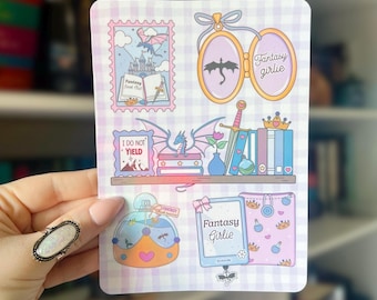 Fantasy Girlie Collage Kindle Insert | Holographic Book Aesthetic | Custom E-Reader Decor | Bookish Accessory for Clear Kindle Cases or Kobo