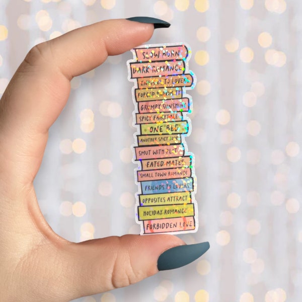 Book Sticker | Holographic Book Tropes Sticker | Book Stack Sticker | Waterproof Kindle Laptop | Vinyl Glitter Sticker | Bookish Gift