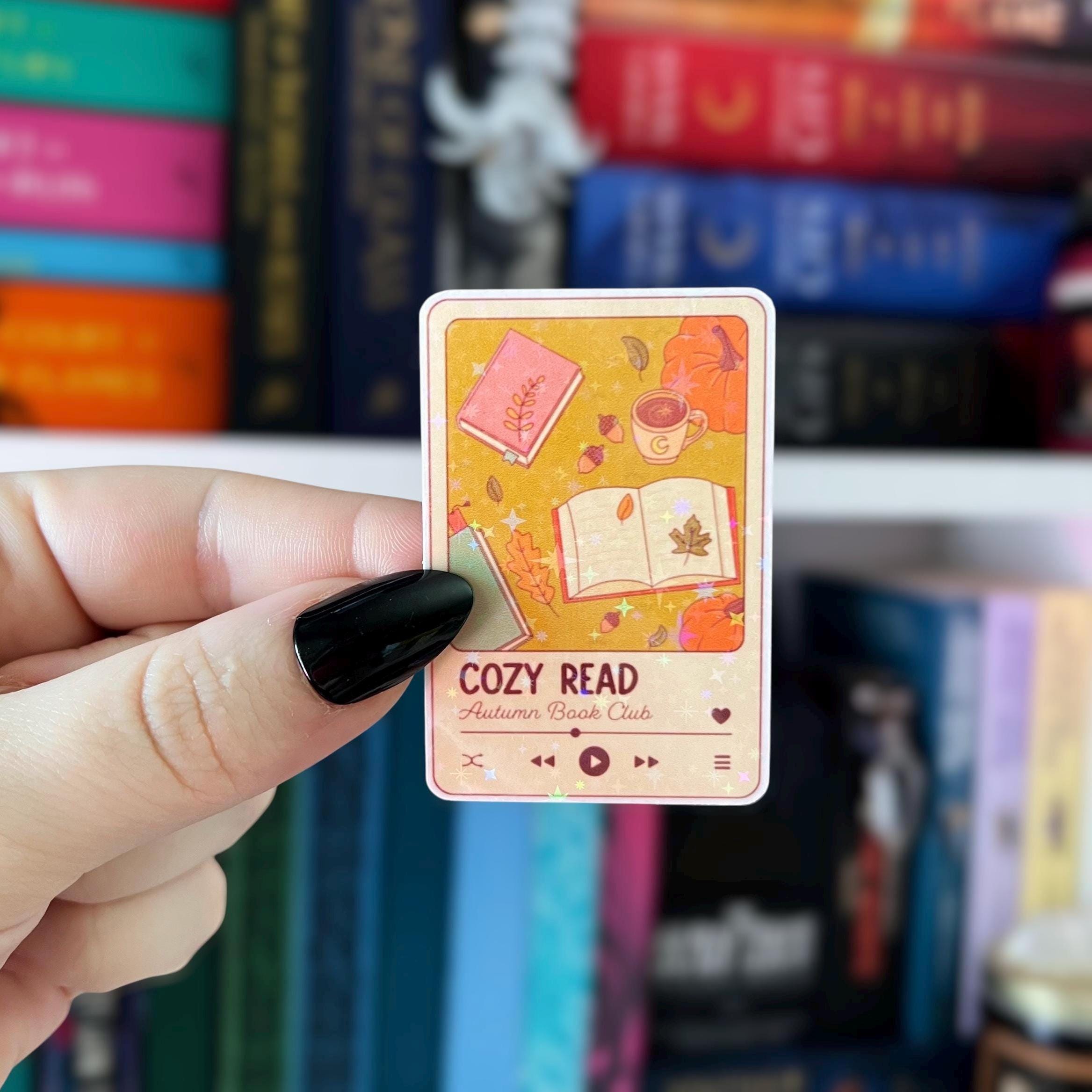 Holographic Book Club Sticker Autumn Reading Playlist, Vinyl Kindle Sticker