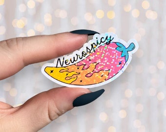 Neurospicy Sticker | Holographic Neurodivergent Sticker | Kindle Laptop Sticker | Vinyl Glitter Sticker