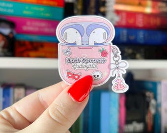 Dark Romance Audiogirlie Earbud Sticker | Bookish Vinyl Sticker for Readers | Audiobook Lover Gift | Book Girlie Holographic Sticker