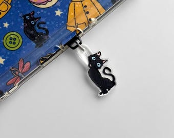 Black Cat Charm | Spooky Season Bookish Dust Plug Accessory for Kindle, Kobo, Phone and More