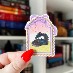 Dragon Sticker | Cozy Fantasy Vinyl Sticker | Magical Bookish Art for Readers | Holographic Kindle Sticker | Bookish Gift for Fantasy Lovers