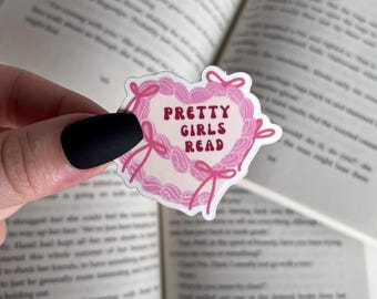 Reading Sticker | Pretty Girls Read Sticker | E-reader, Laptop, Kindle Sticker | Vinyl Sticker | Coquette Vintage Cake | Bookish Sticker