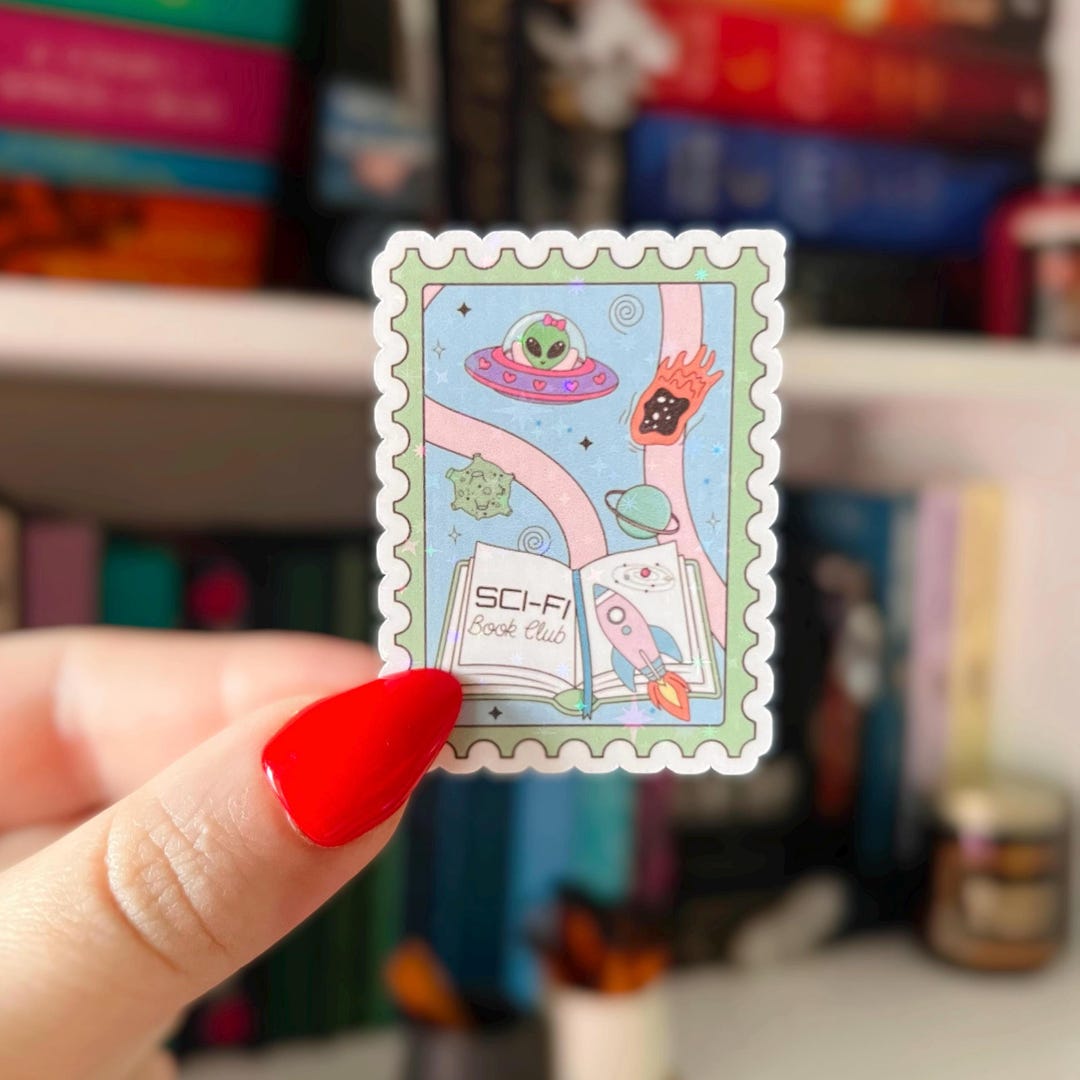 Sci-fi Book Club Sticker | Alien Bookish Stamp for Sci-fi Lovers | Cute ...