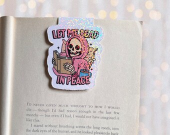 Magnetic Bookmark | Let Me Read In Peace | Holographic Aesthetic Bookmark | Handmade Bookmark | Bookish Gift, Book Lover Gift