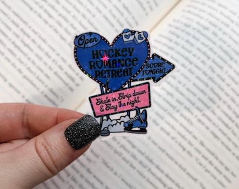 Reading Sticker | Holographic Hockey Romance Sticker | Holographic E-Reader, Kindle Sticker | Vinyl Glitter Sticker | Bookish Gift
