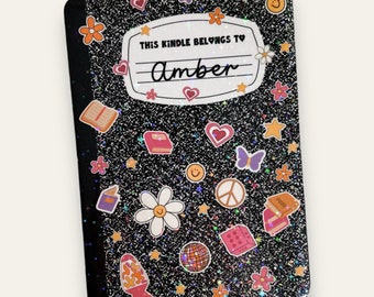 Kindle Case Insert | Holographic Case Insert for E-Readers | Personalized Composition Notebook | Bookish Gifts | Glitter Cardstock Decor
