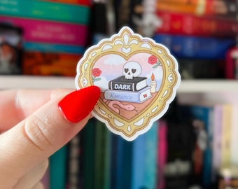 Dark Romance Bookish Sticker | Gothic Romance Aesthetic | Skull Candle Heart Frame  | Book Trope Vinyl Sticker | Holographic Kindle Sticker