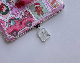 Christmas Book Store Charm | Holiday Dust Plug Accessory for Kindle, Phone and More