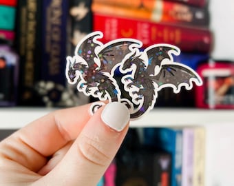 Dragon Sticker | Holographic Fantasy Mini Dragons Sticker Bundle | Kindle Sticker | Vinyl Glitter Sticker | Bookish Sticker | Reading Lover