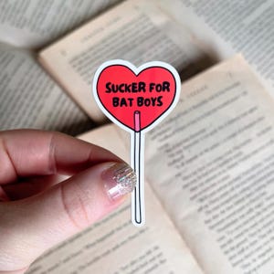 Book Sticker | Sucker For Bat Boys Sticker | Matte Kindle Sticker | Vinyl Sticker | Bookish Gift | Heart Lollipop Sticker