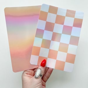 Peach Sorbet Kindle Insert | Holographic Solid or Checkerboard | Custom E-Reader Decor | Bookish Accessory for Clear Kindle Cases or Kobo