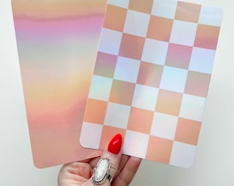 Peach Sorbet Kindle Insert | Holographic Solid or Checkerboard | Custom E-Reader Decor | Bookish Accessory for Clear Kindle Cases or Kobo