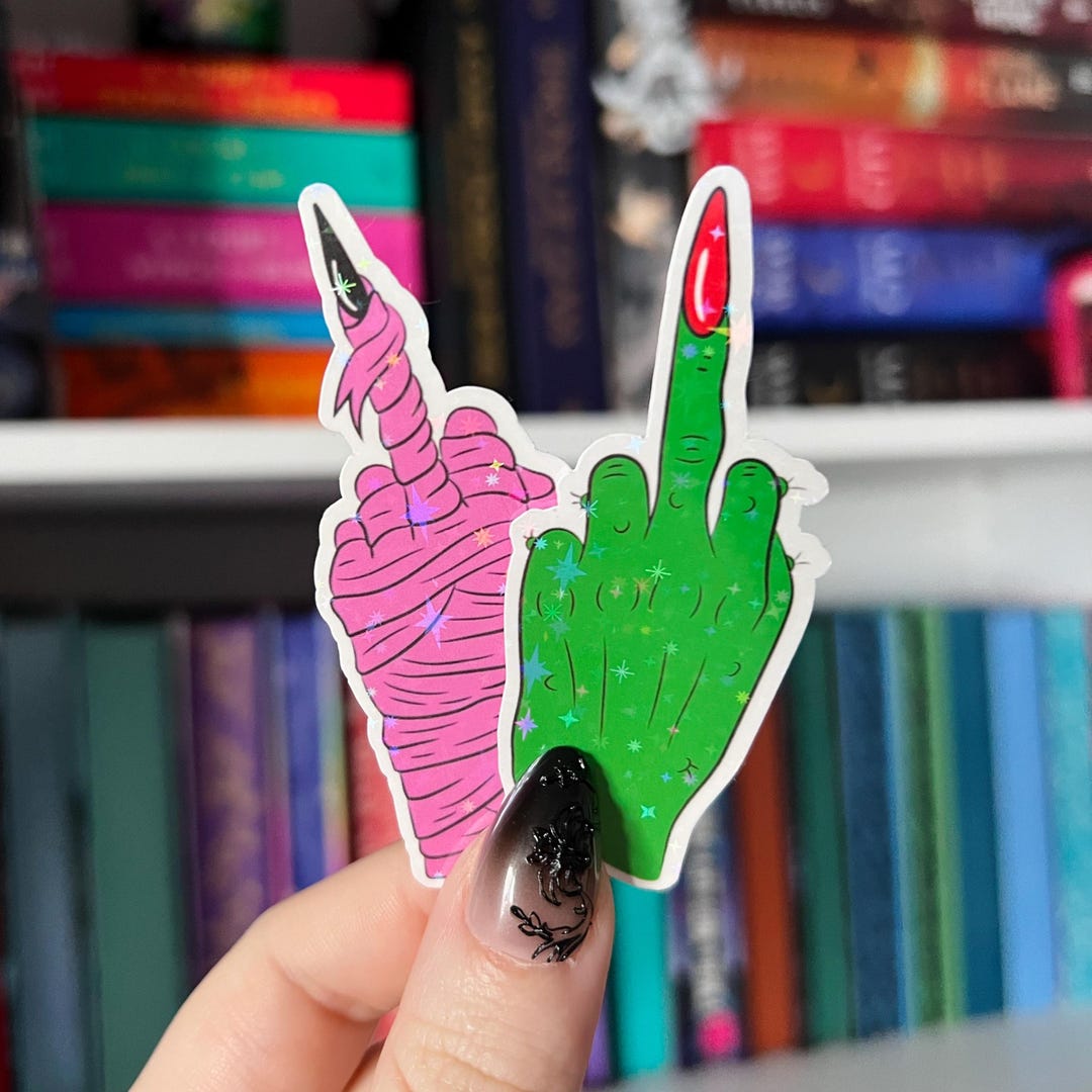 Halloween Middle Finger Stickers Set | Spooky Green Witch Hand & Pink ...