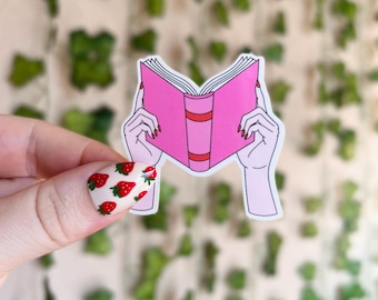 Book Sticker | Pink Aesthetic Sticker | Glossy Kindle Sticker | Vinyl Sticker | Bookish Gift | Reading Sticker