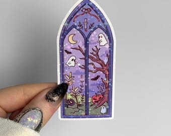 Halloween Window Sticker | Holographic Spooky Season Sticker for Kindle