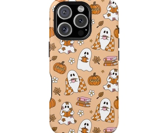 Bookish Ghost Magnetic Phone Case | Compatible with iPhone | Halloween, Fall, Pumpkin Pattern