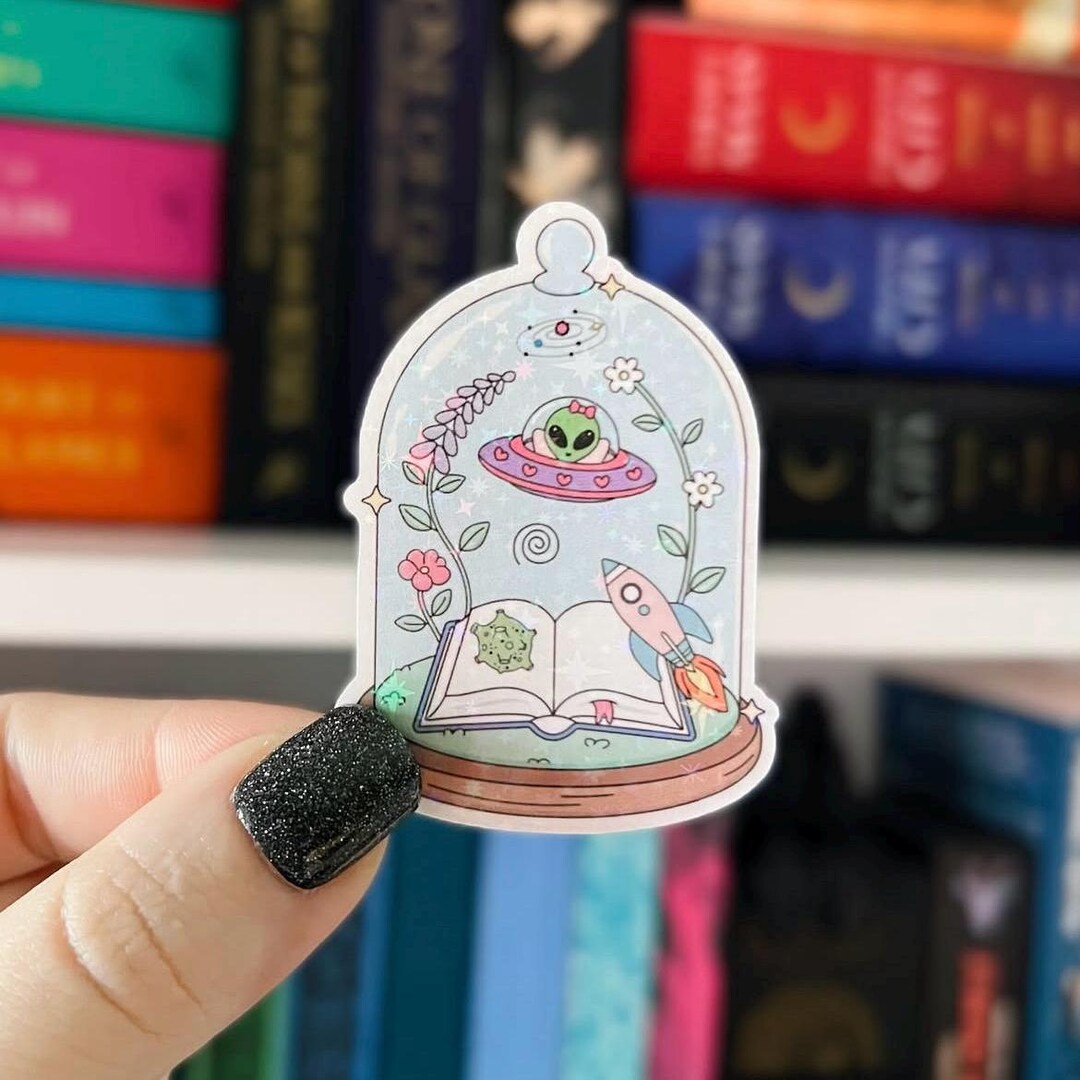Sci-fi Book Club Sticker | Alien and UFO Bookish Vinyl Sticker With ...