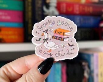 Spooky Goose Book Club Sticker | Halloween Goose Sticker | Funny Holographic Goose Sticker for Kindle, Laptop, Kobo, iPad, eReaders