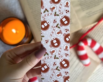 Lesezeichen | Weihnachten Hot Cocoa Lesezeichen | Bücherwurm Geschenk | Geschenk für Buchliebhaber | Geschenk für Leser | Doppelseitiges Lesezeichen | Weihnachts Lesezeichen