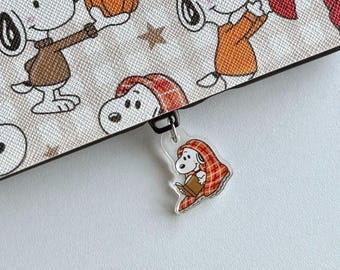 Reading Dog Charm | Fall Bookish Dust Plug Accessory for Kindle, Kobo, Phone and More