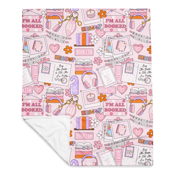 Book Lover Moodboard Throw Blanket | Cozy Bookish Velveteen Plush Blanket