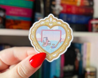 Hockey Romance Book Sticker | Bookish Sports Romance Heart Frame Sticker | Book Lover Holographic Kindle Sticker