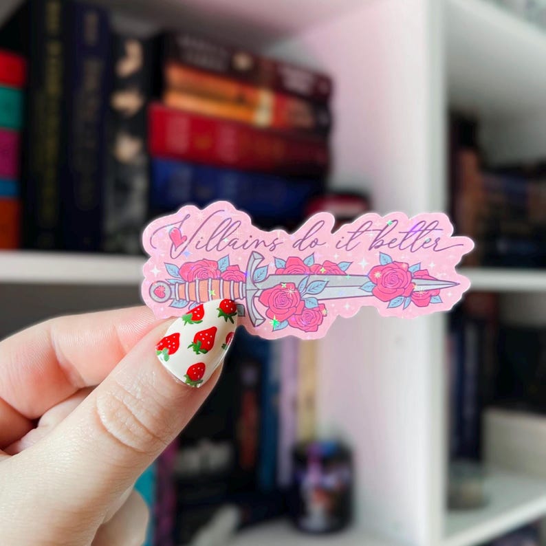 Villain Lover Sticker | Villains Do it Better Holographic Kindle Sticker | Vinyl Glitter Sticker | Bookish Sticker | Sticker for Reader image 1