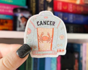 Pegatina de Cáncer / Pegatina holográfica del zodiaco / Pegatina para Kindle, Pegatina de vinilo con brillantina / Regalo de astrología / Pegatina con brillantina del horóscopo de Cáncer