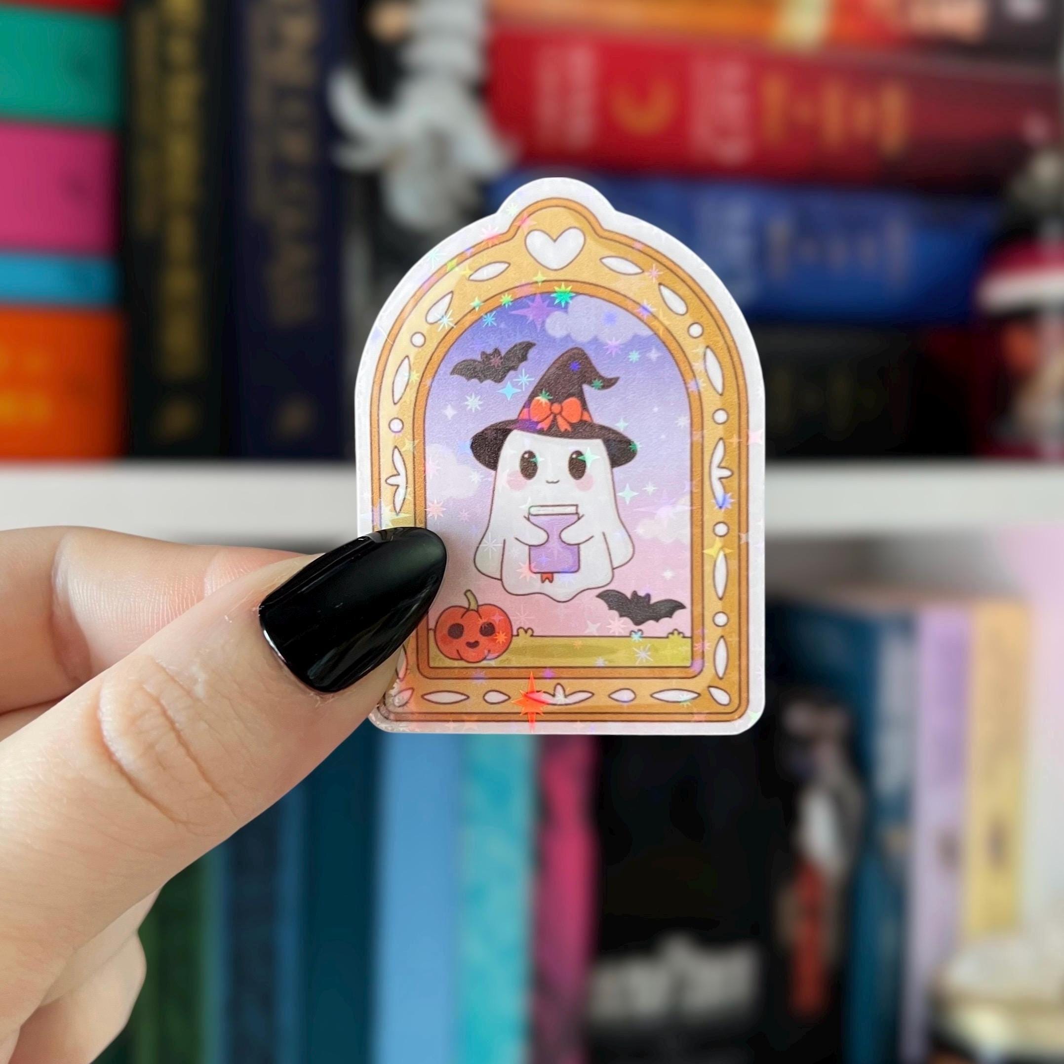 Holographic Witch Ghost Sticker Spooky Halloween Vinyl Kindle Sticker