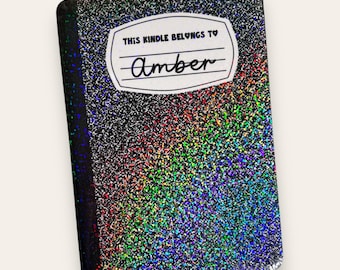 Kindle Case Insert | Holographic Case Insert for E-Readers | Personalized Composition Notebook | Bookish Gifts | Glitter Cardstock Decor