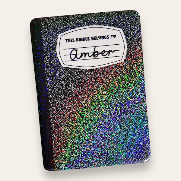 Kindle Case Insert | Holographic Case Insert for E-Readers | Personalized Composition Notebook | Bookish Gifts | Glitter Cardstock Decor