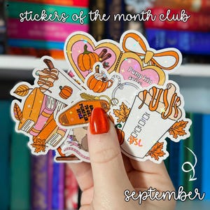 Stickers of the Month | September Sticker Bundle | Pumpkin Holographic Kindle Sticker | Vinyl Sticker | Bookish Gift | Reading Stickers