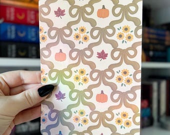 Fall Ribbon Kindle Insert | Muted Bow Pumpkin Sunflower Autumn Pattern | Soft Neutral Kindle Kobo Case Insert | Cozy Cottagecore Decor