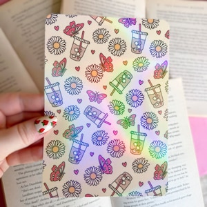 Kindle Case Insert | Holographic Case Insert for E-Readers | Coffee, Daisy, Butterfly Kindle Insert | Bookish Gift | Glitter Cardstock Decor