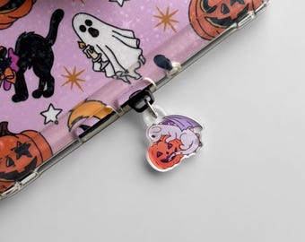 Pumpkin Baby Dragon Charm | Halloween Bookish Dust Plug Accessory for Kindle, Kobo, Phone and More