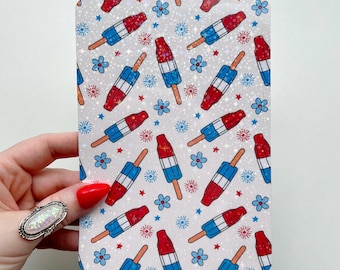 Summer Popsicle Kindle Insert | Red White & Blue Ice Pop Design | Holographic E-Reader Accessory for Clear Kindle Cases | Summer Kobo Insert