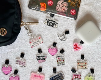 Bookish Dust Plug Charm | Kindle, Kobo Phone or USB Accessory | Acrylic Mini Keychain | USB-C, Lightning, Micro USB | Cute Gift for Readers