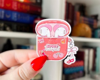 Spicy Audiogirlie Earbud Sticker | Romance Audiobook Sticker | Bookish Gift for Smutty Reads & Kindle Girlies | Holographic Sticker