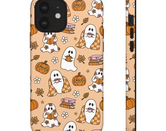 Bookish Ghost Magnetic Phone Case | Compatible with iPhone, Pixel and Galaxy | Halloween, Fall, Pumpkin Pattern