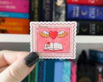 Romance Stamp Sticker | Romance Holographic Sticker | Kindle Sticker | Vinyl Glitter Sticker | Bookish Sticker for Romance Reader