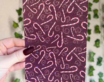 Christmas Kindle Case Insert | Holographic Case Insert for E-Readers | Candy Cane Swirls | Holiday Bookish Gifts | Glitter Cardstock Decor