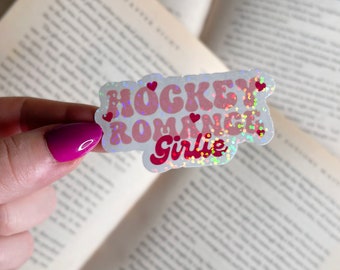 Reading Sticker | Holographic Hockey Romance Girlie Sticker | Kindle Vinyl Glitter Sticker | Bookish Gift